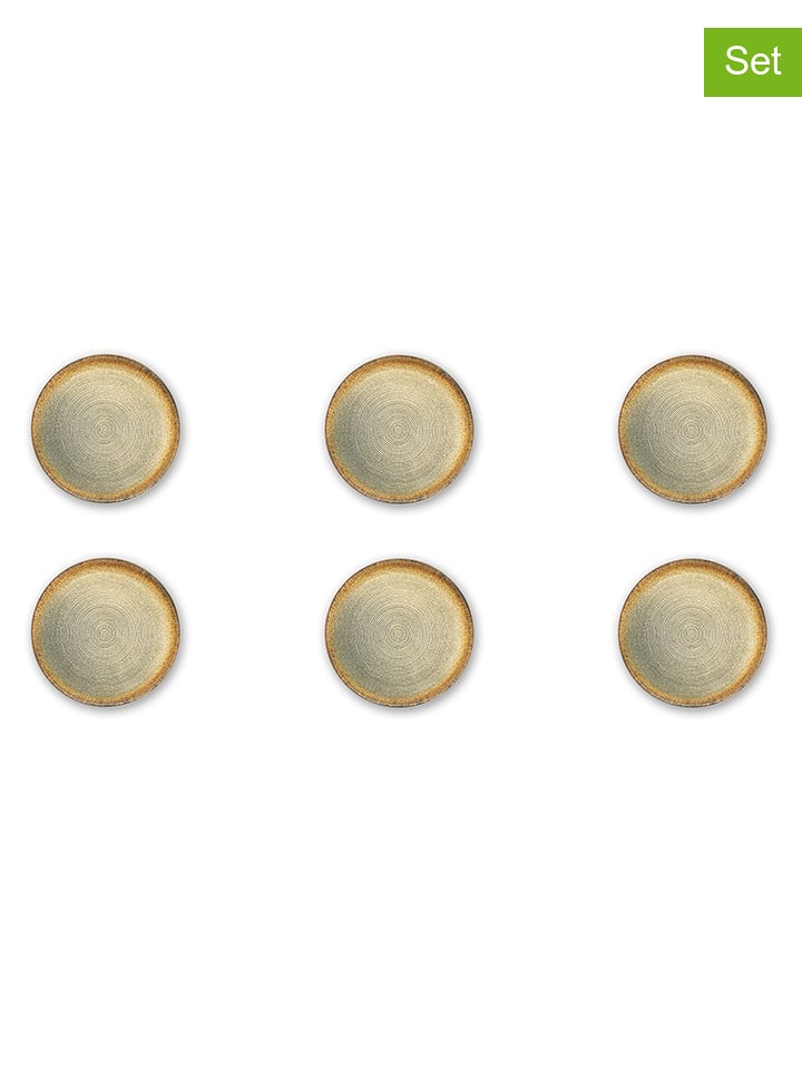 Trendy Kitchen by EXCÉLSA Talerzyki deserowe (6 szt.) "Demetra" w kolorze biało-beżowym - Ø 20 cm rozmiar: onesize