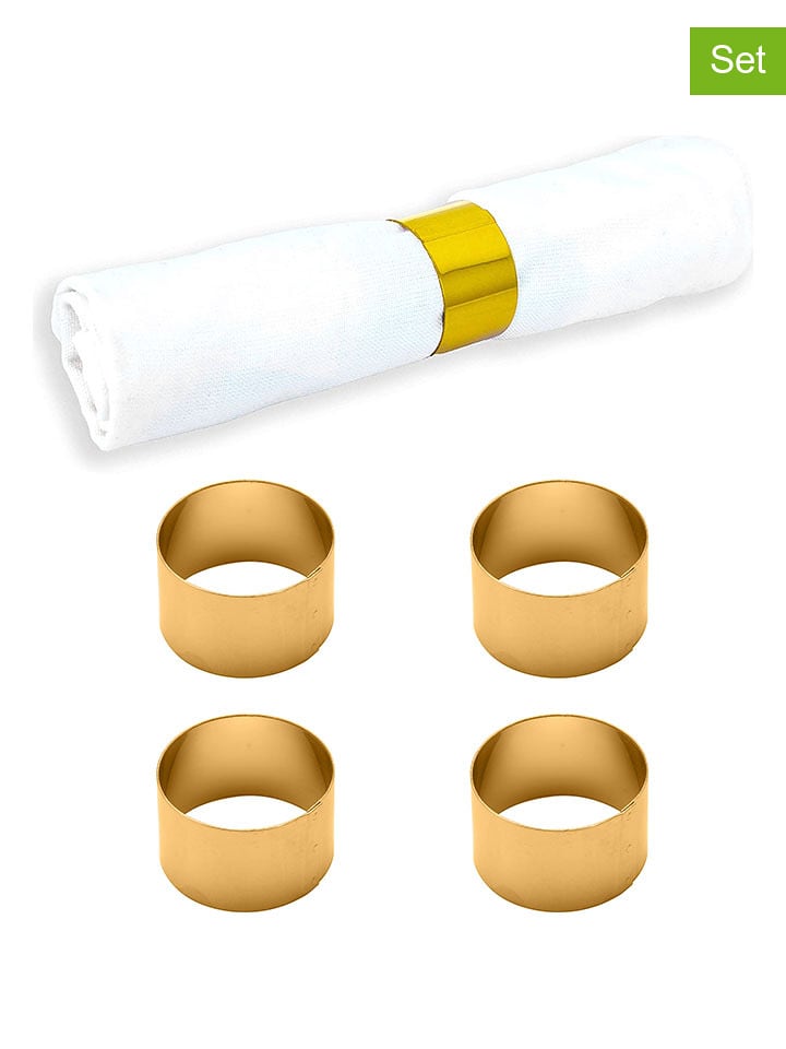 Echtwerk Obręcze (4 szt.) "Rund" w kolorze złotym do serwetek - Ø 4 cm rozmiar: onesize