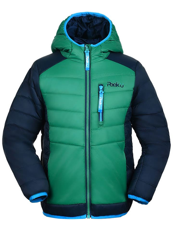 Peek U Całoroczna kurtka pikowana "Caspian" w kolorze zielono-granatowym rozmiar: 164