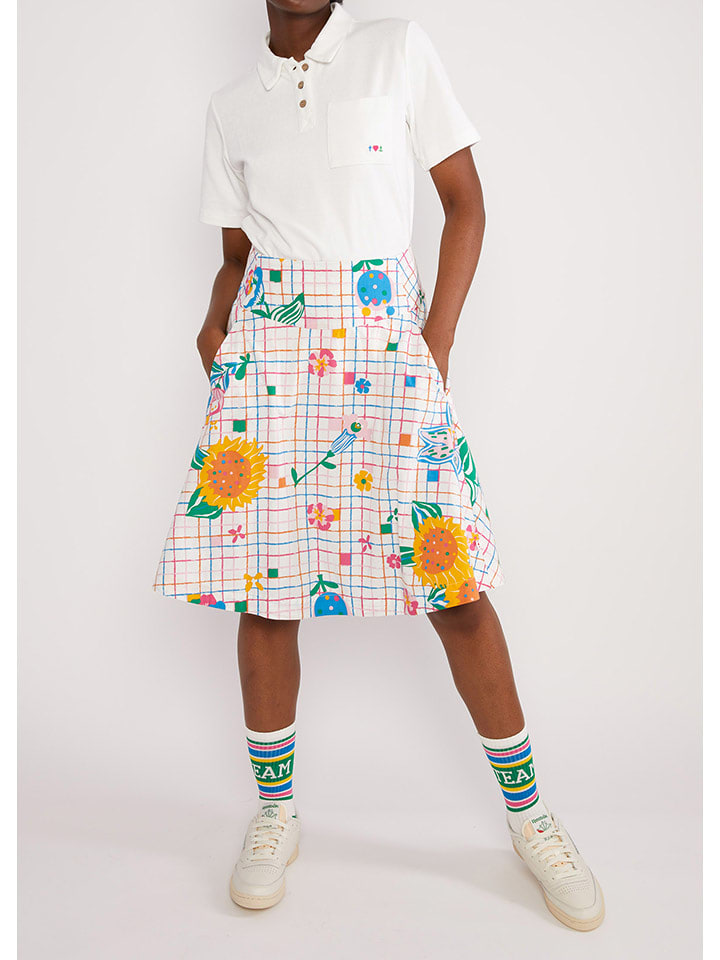 Blutsgeschwister Spódnica "Romance Rules the Worldhappy" w kolorze białym ze wzorem rozmiar: S