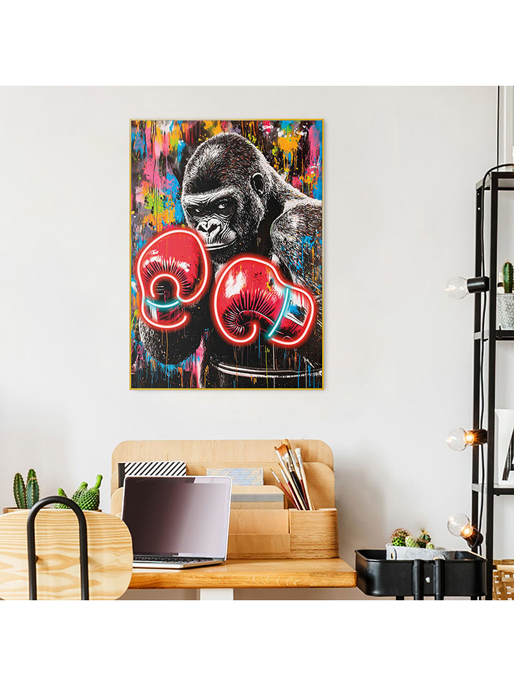 Orangewallz Druk artystyczny "Gorilla Power" w ramce rozmiar: 50x70 cm