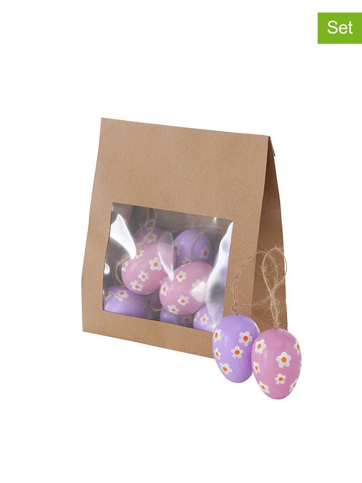 Boltze Zawieszki dekoracyjne (12 szt.) w kolorze fioletowo-jasnoróżowym - wys. 6 cm rozmiar: onesize