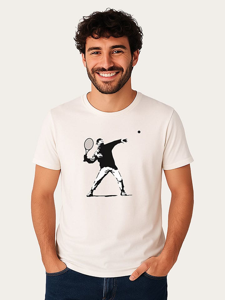 WOOOP Koszulka "Banksy Tennis" w kolorze białym rozmiar: XL