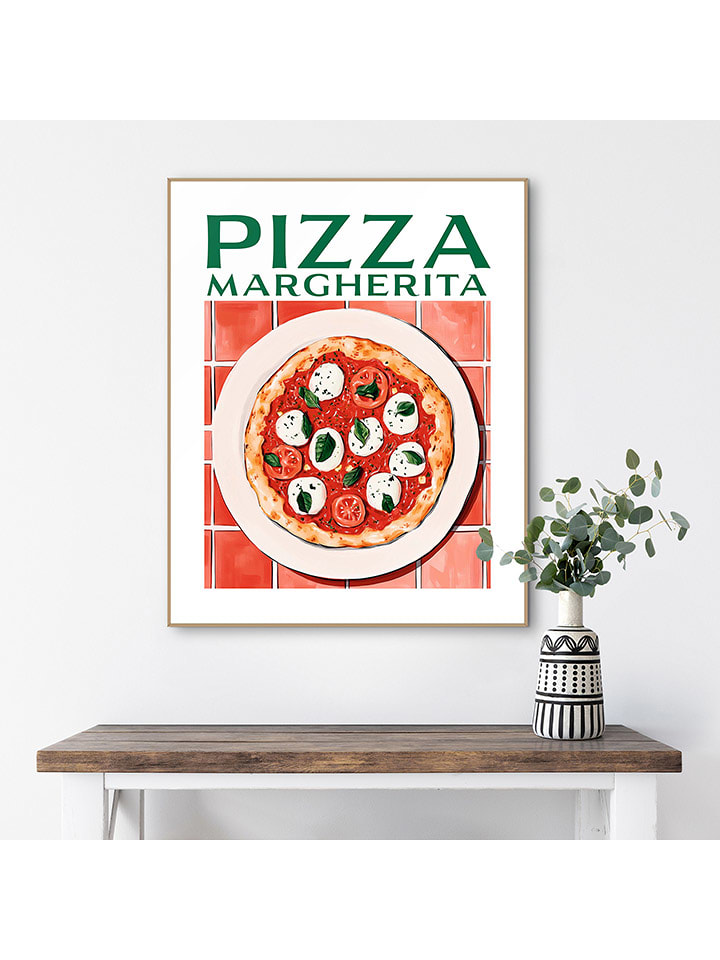 Orangewallz Druk artystyczny "Pizza Margherita" w ramce rozmiar: 40x50 cm