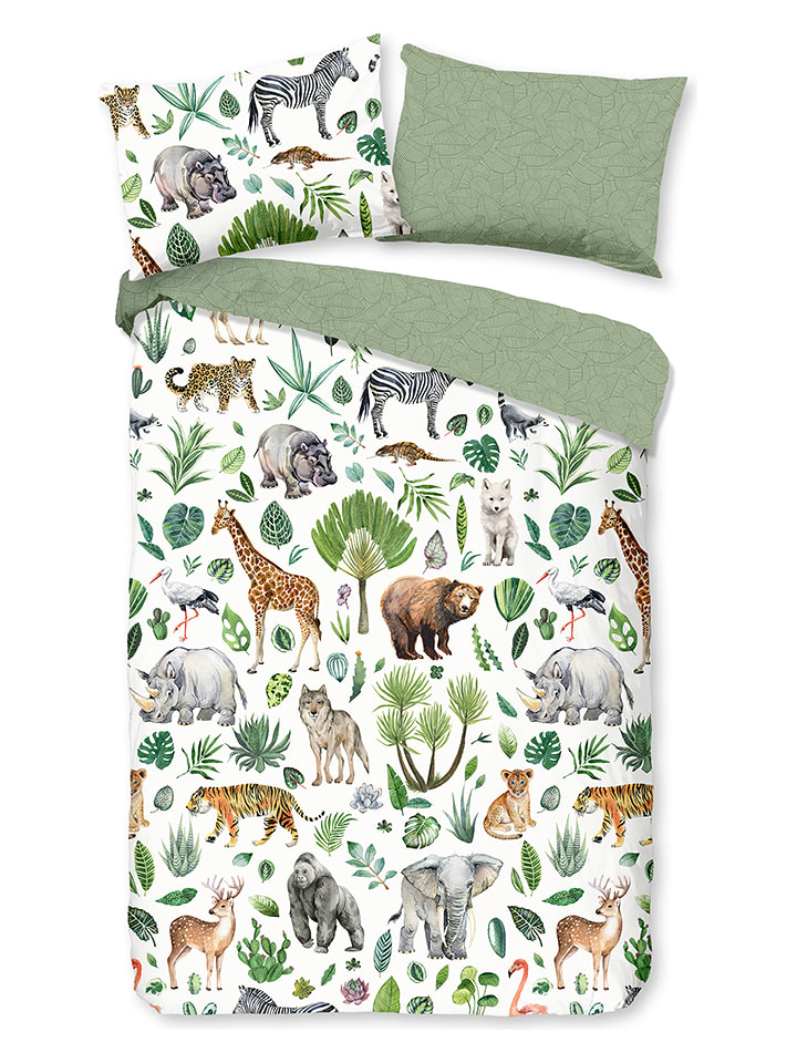 Good Morning Komplet pościeli "Samba" w kolorze biało-zielonym rozmiar: 140x220 cm