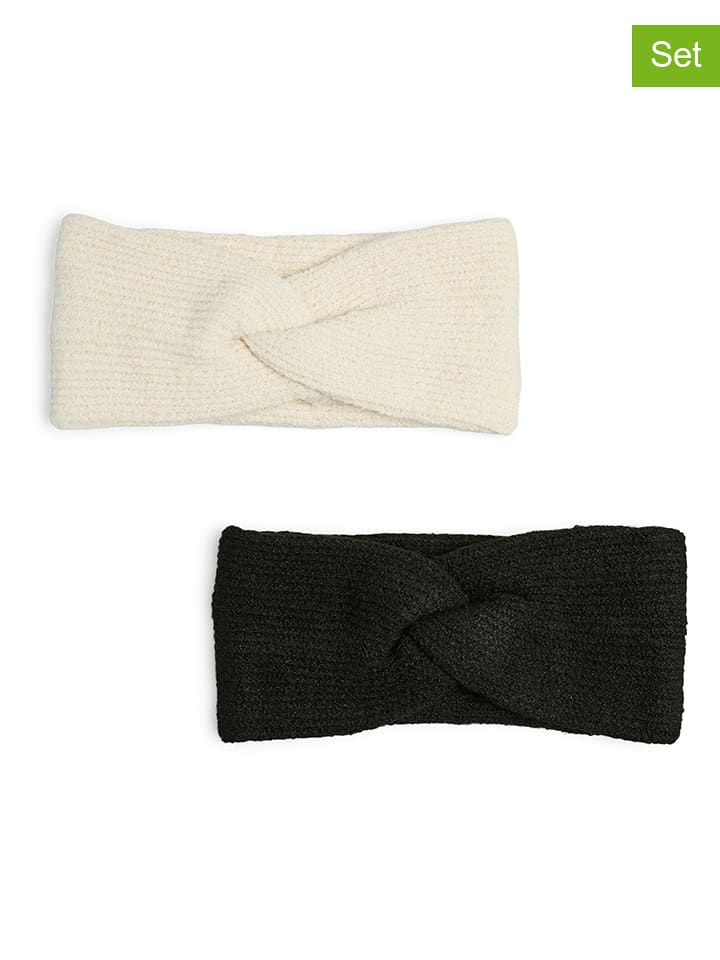 Pieces Opaski (2 szt.) w kolorze kremowym i czarnym na czoło rozmiar: onesize