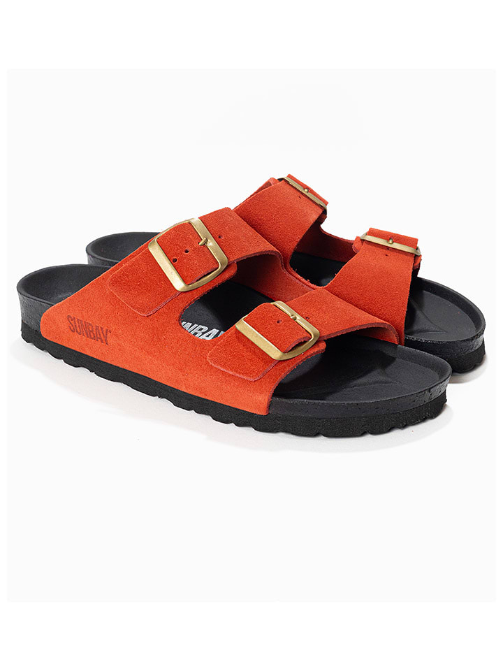 Sunbay Skórzane klapki "Trefle" w kolorze czerwonym rozmiar: 40