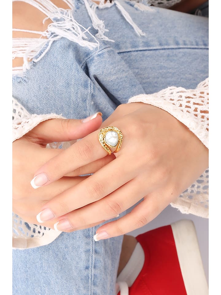 Pierres delicates Pozłacany pierścionek z masą perłową rozmiar: onesize