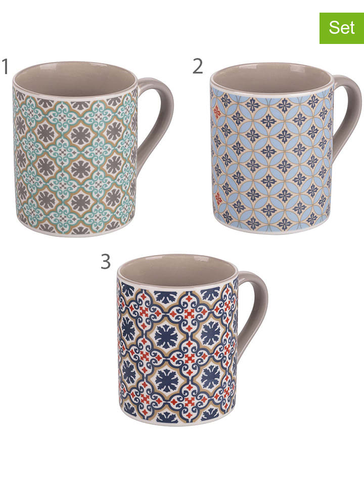 Villa d´Este Kubki jumbo (3 szt.) "Valladolid" ze wzorem - 350 ml rozmiar: onesize