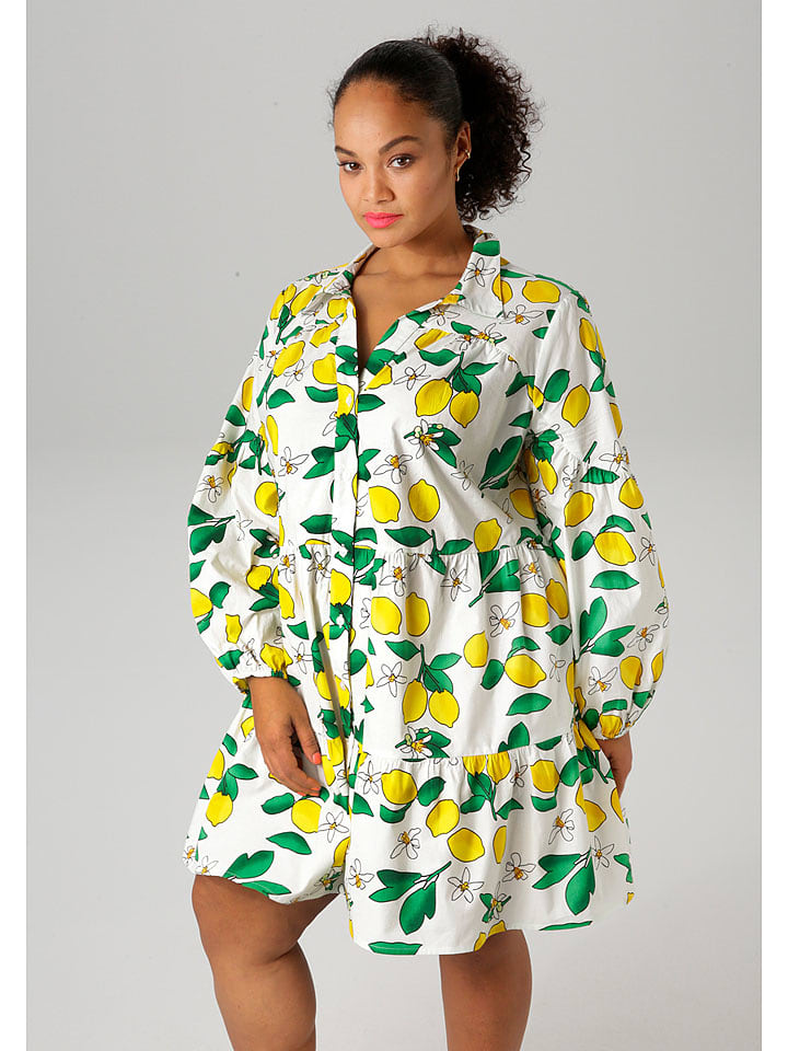 Aniston Sukienka w kolorze biało-żółtym rozmiar: 46