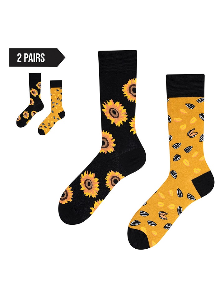 TODO SOCKS Skarpety (2 pary) w kolorze czarno-żółtym rozmiar: 35-38