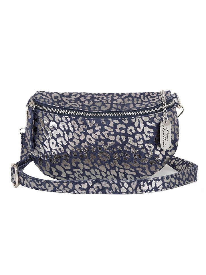 Anna Morellini Skórzana saszetka "Romola" w kolorze srebrno-granatowym - 25 x 14 x 1 cm rozmiar: onesize