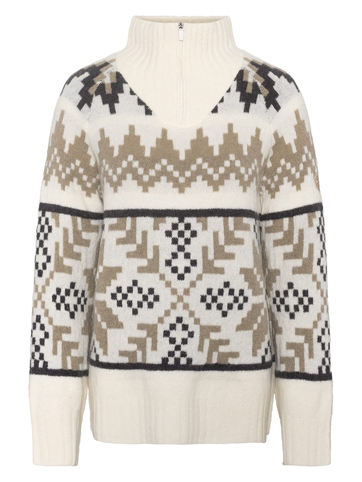 KARI TRAA Sweter "Amelia" w kolorze biało-beżowo-antracytowym rozmiar: M