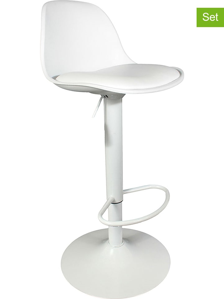 THE HOME DECO FACTORY Hockery barowe (2 szt.) w kolorze białym - wys. 104 cm rozmiar: onesize