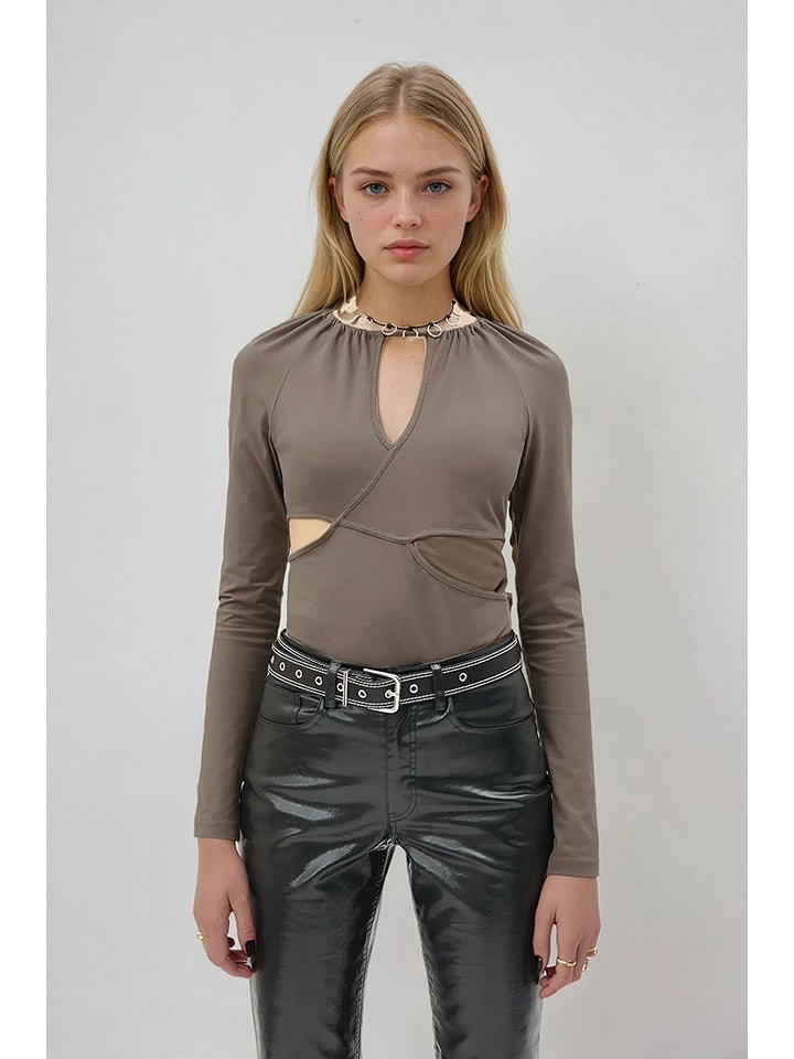 Weekday Koszulka w kolorze szarobrązowym rozmiar: L