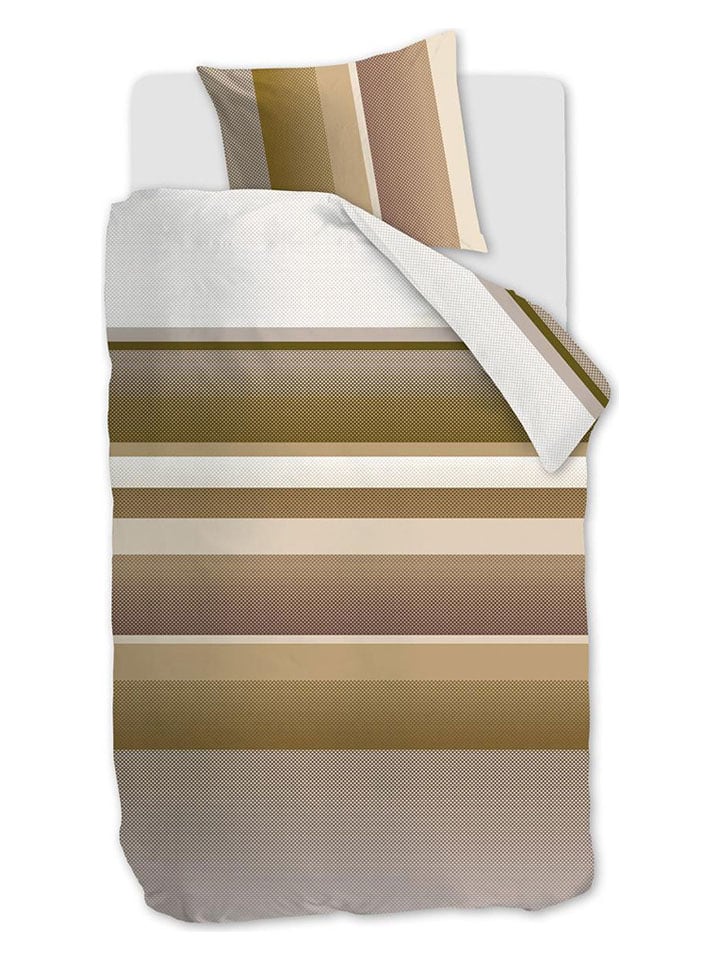 Beddinghouse Komplet pościeli "Rhys" w kolorze jasnobrązowo-białym rozmiar: 140x200/220 cm