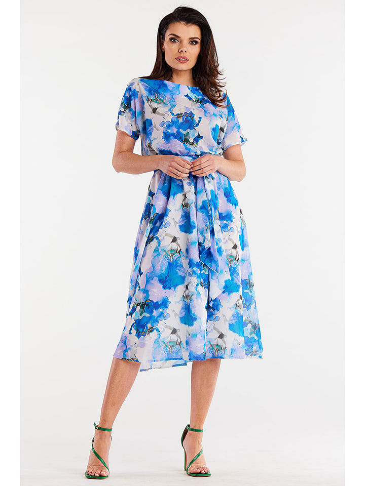 Awama Sukienka w kolorze niebiesko-białym rozmiar: XL