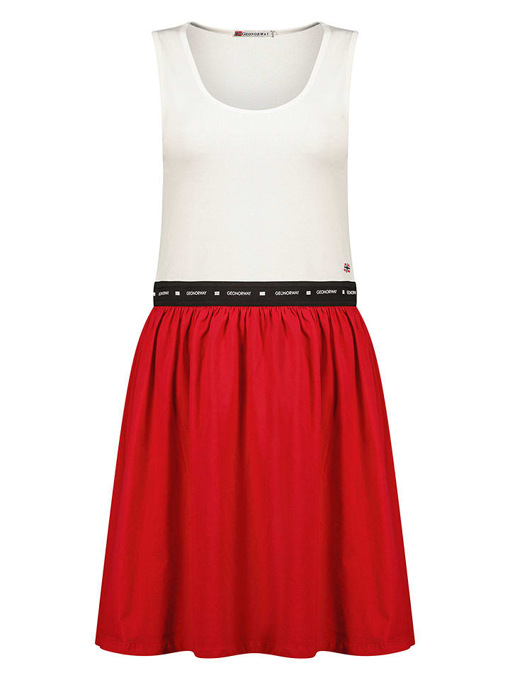 Geographical Norway Sukienka "Jodia" w kolorze biało-czerwonym rozmiar: L