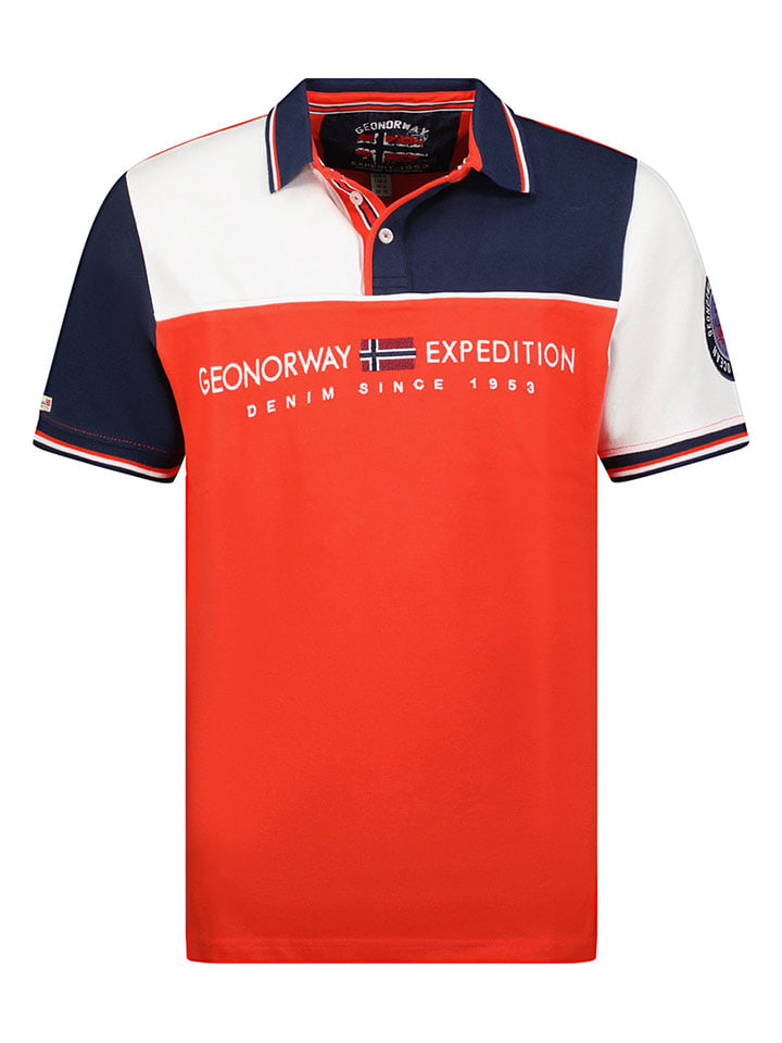 Geographical Norway Koszulka polo "Kondo" w kolorze czerwono-biało-granatowym rozmiar: 152