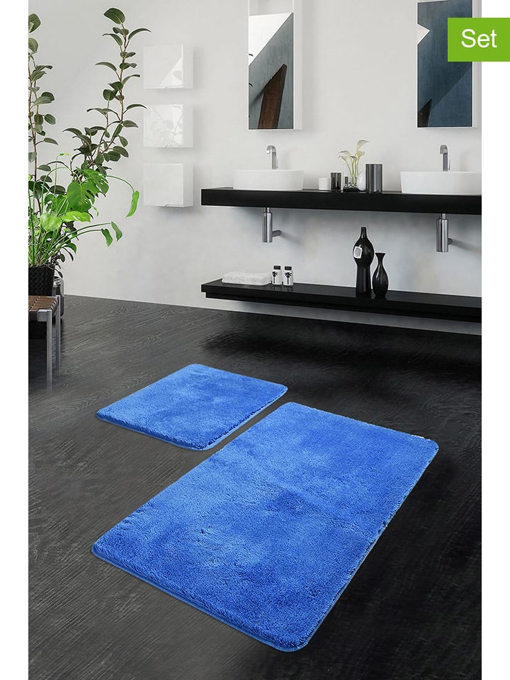 Colourful Cotton Dywaniki łazienkowe (2 szt.) "Havai" w kolorze niebieskim rozmiar: onesize
