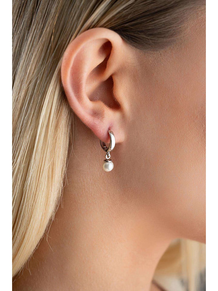 Heliophilia Srebrne kolczyki-kreole z perłami rozmiar: onesize