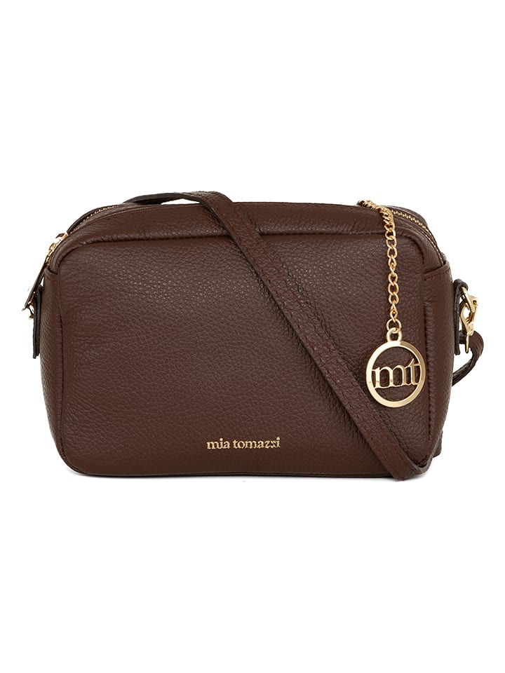 Mia Tomazzi Skórzana torebka "Astolfo" w kolorze ciemnobrązowym - 23 x 16 x 11 cm rozmiar: onesize