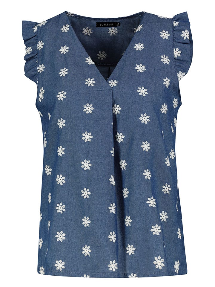 Sublevel Bluzka w kolorze niebiesko-białym rozmiar: S/M