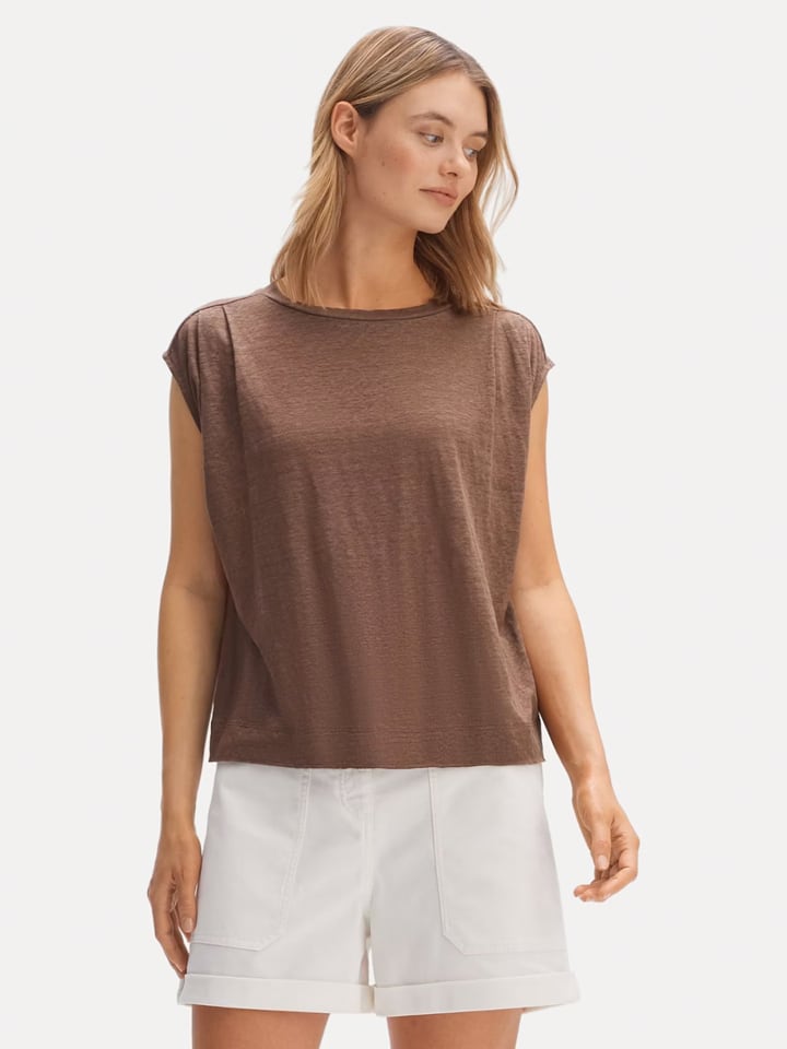 OPUS Lniana koszulka w kolorze brązowym rozmiar: 44