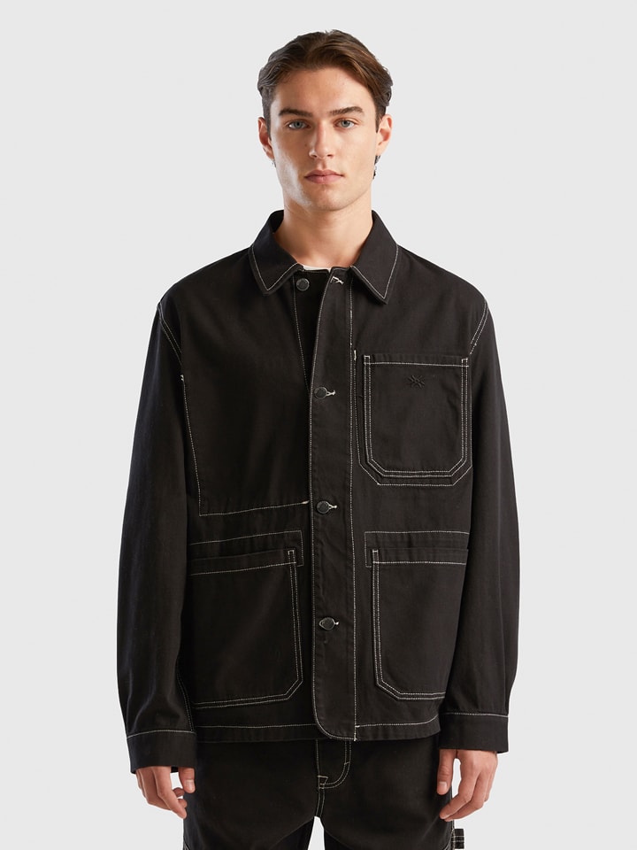 Benetton Kurtka koszulowa w kolorze czarnym rozmiar: L