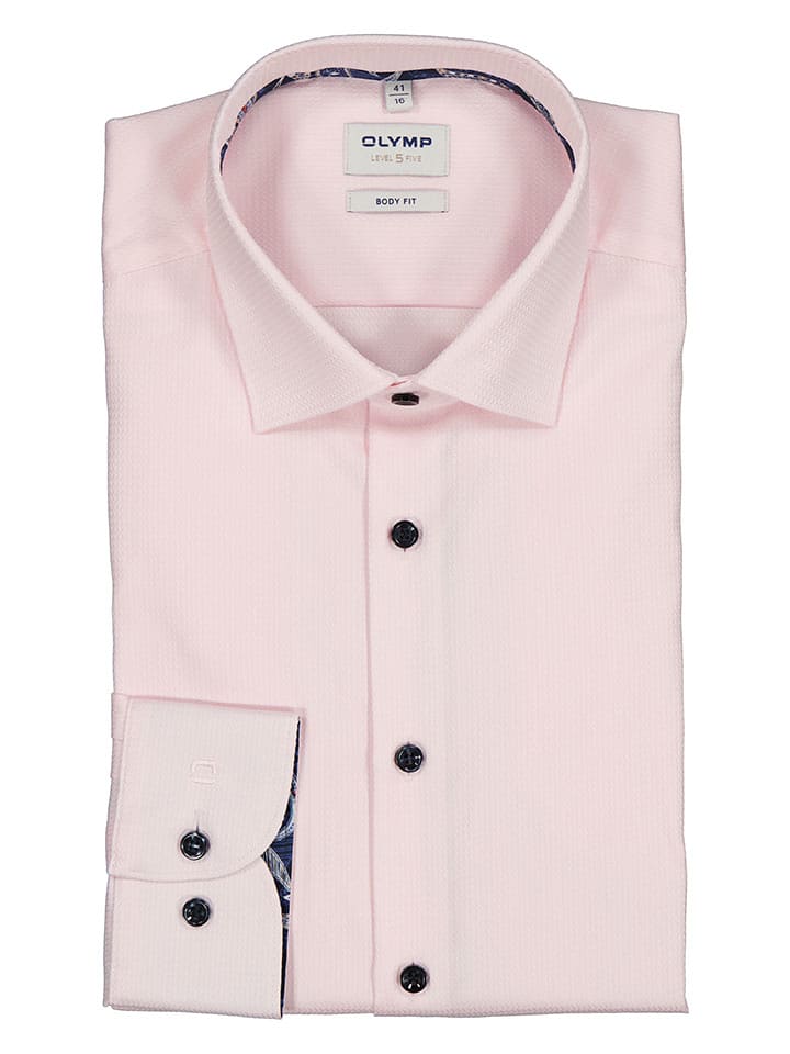 OLYMP Koszula "Level 5" - Body fit - w kolorze jasnoróżowym rozmiar: 41