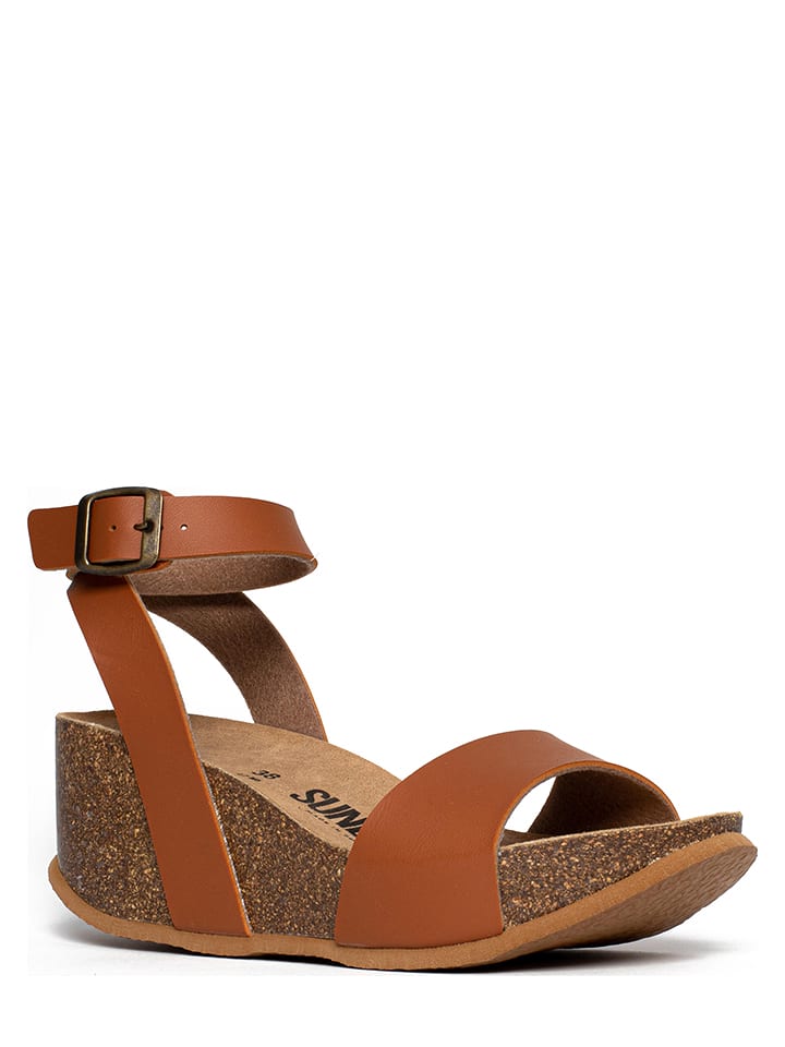 Sunbay Sandały w kolorze karmelowym na koturnie rozmiar: 36