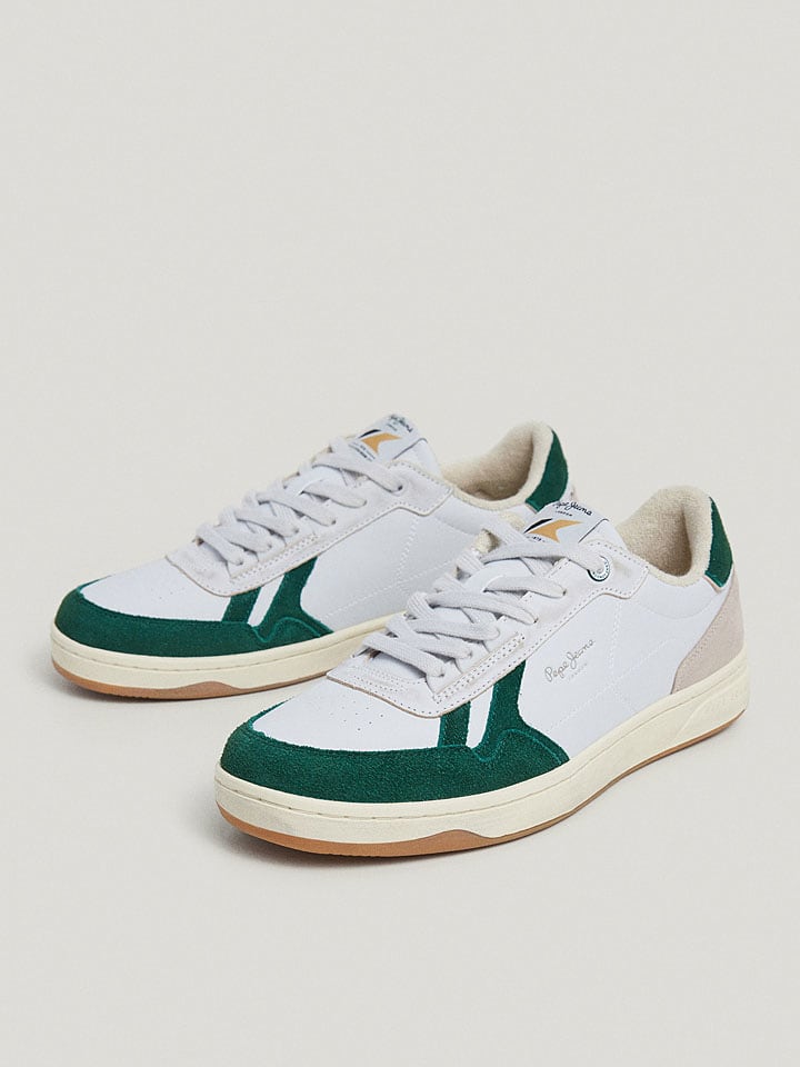 Pepe Jeans FOOTWEAR Skórzane sneakersy w kolorze biało-zielonym rozmiar: 45