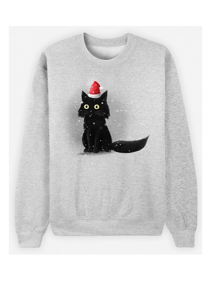 WOOOP Bluza "Christmas Cat" w kolorze szarym rozmiar: XS