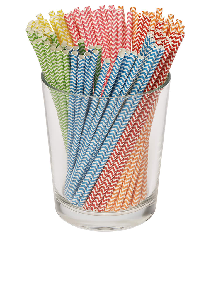 SUNNYSUE Papierowe słomki (120 szt.) w różnych kolorach rozmiar: onesize