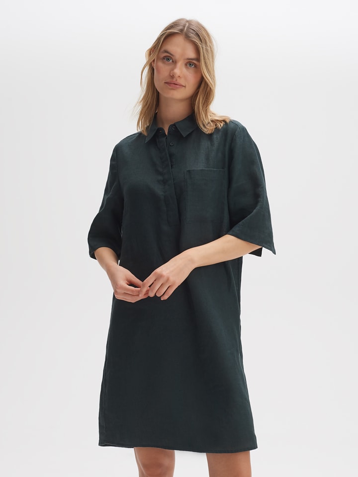 OPUS Lniana sukienka w kolorze antracytowym rozmiar: 40