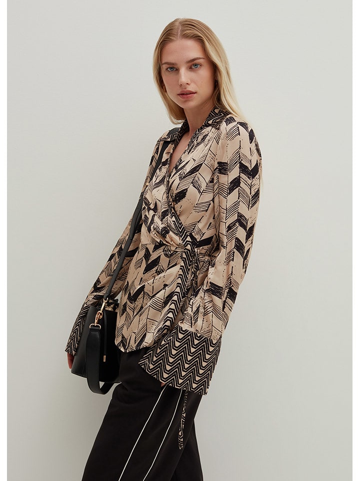 STEFANEL Bluzka w kolorze beżowo-czarnym rozmiar: 34