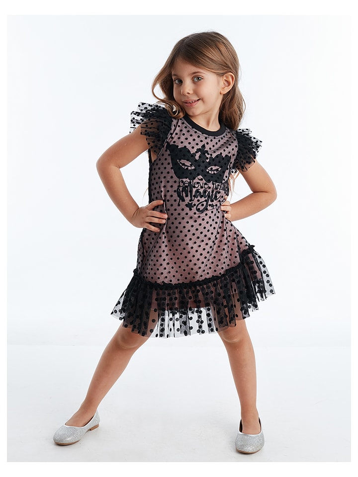 Denokids Sukienka "Believe Magic" w kolorze czarno-jasnoróżowym rozmiar: 134