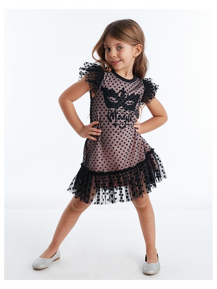Denokids Sukienka "Believe Magic" w kolorze czarno-jasnoróżowym rozmiar: 134