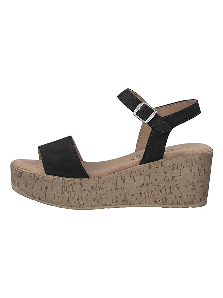 s.Oliver Skórzane sandały w kolorze brązowym na koturnie rozmiar: 40