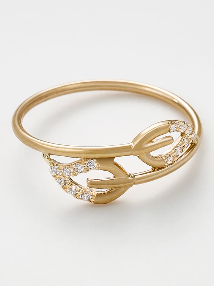 OR ÉCLAT Złoty pierścionek "Amy" z cyrkoniami rozmiar: 50