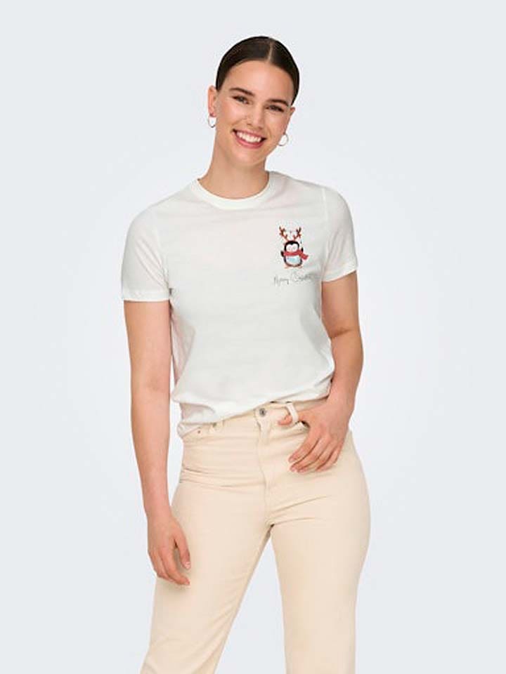 ONLY Koszulka w kolorze białym rozmiar: L