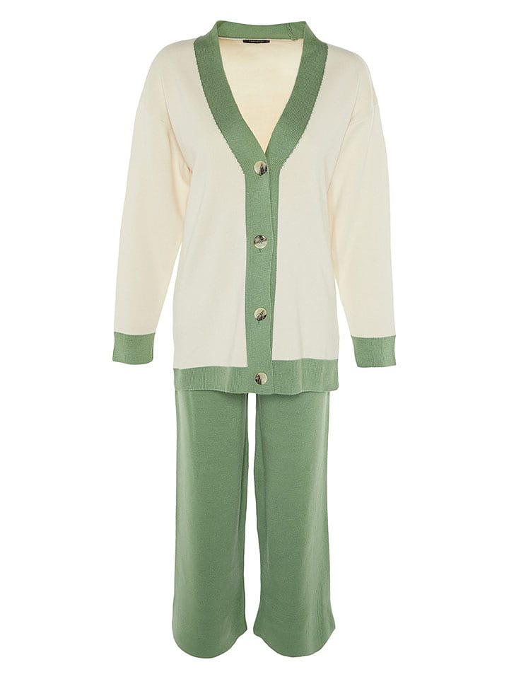 trendyol 2-częściowy zestaw w kolorze kremowo-zielonym rozmiar: L