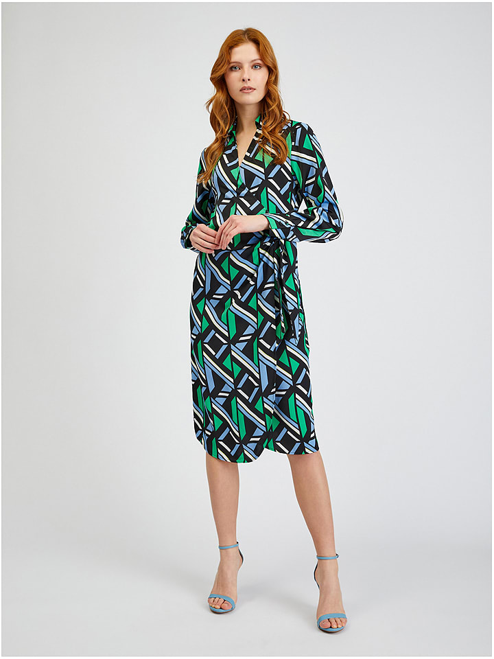 orsay Sukienka w kolorze czarno-zielono-błękitnym rozmiar: 38