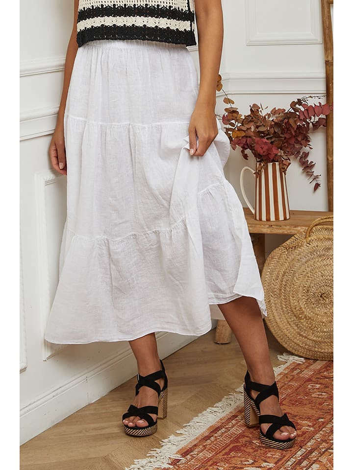 La Compagnie Du Lin Lniana spódnica w kolorze białym rozmiar: XL