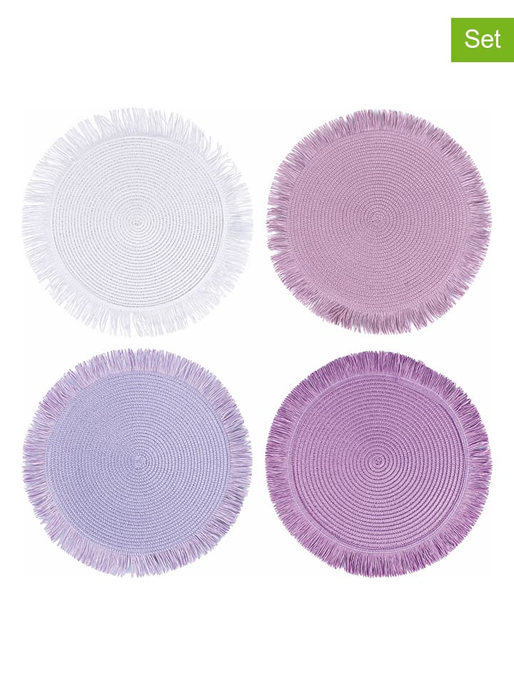 Villa d´Este Podkładki stołowe (4 szt.) w kolorze fioletowo-białym - Ø 38 cm rozmiar: onesize