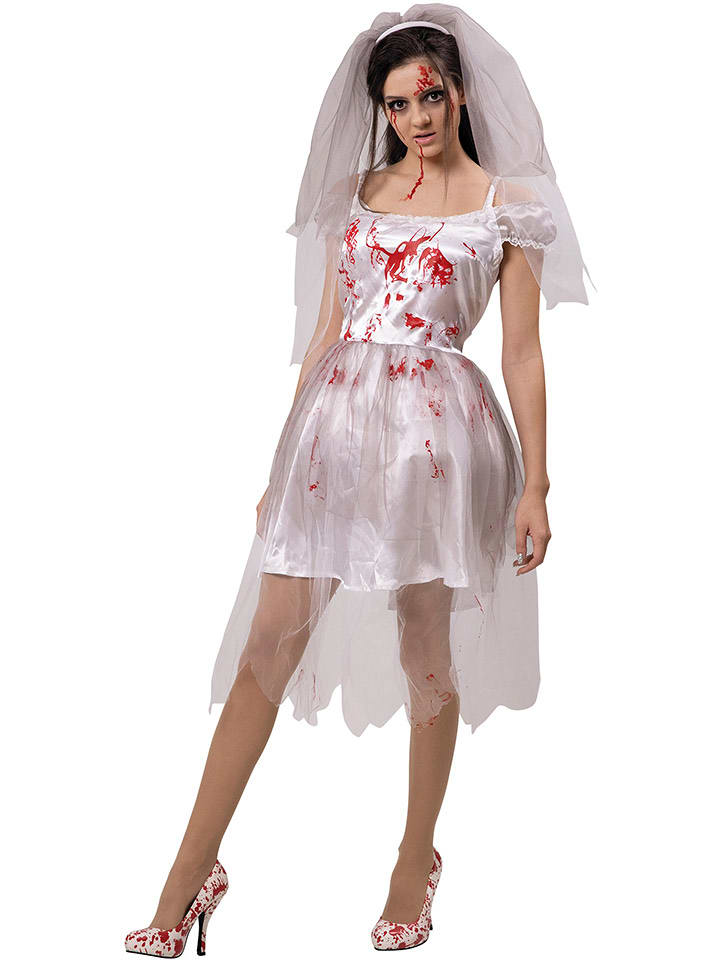 Carnival Party 2-częściowy kostium "Horror Bride" w kolorze czerwono-białym rozmiar: 38