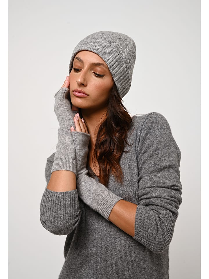 AUTHENTIC CASHMERE Kaszmirowe mitenki "Serre" w kolorze szarym rozmiar: onesize