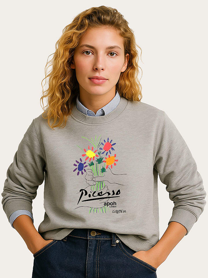 WOOOP Bluza "Picasso Flowers" w kolorze szarym rozmiar: XL