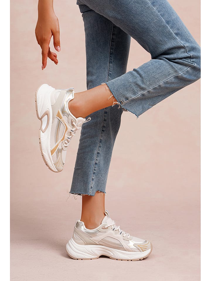 Foreverfolie Sneakersy w kolorze beżowym rozmiar: 40