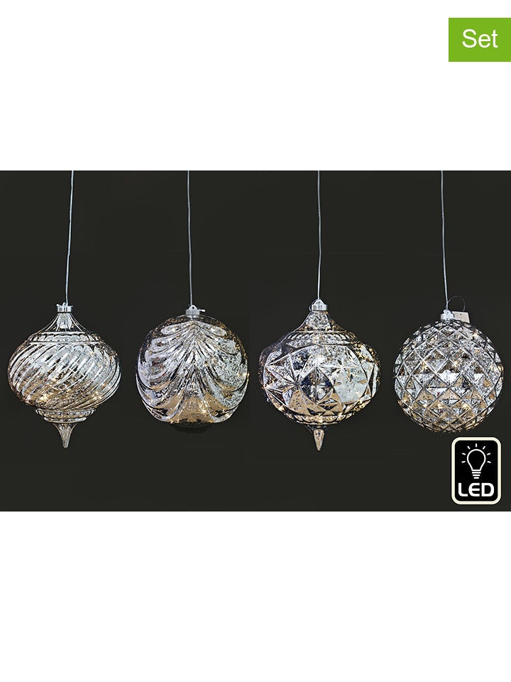 SiL Interiors Lampy dekoracyjne (4 szt.) w kolorze srebrnym - Ø 20 cm rozmiar: onesize